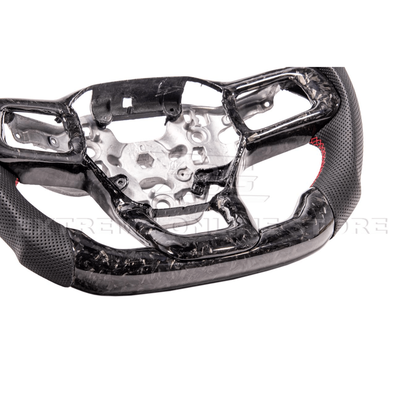 Ford Mustang S650 Forged Carbon Fiber Steering Wheel Red Stripe 2024-Up