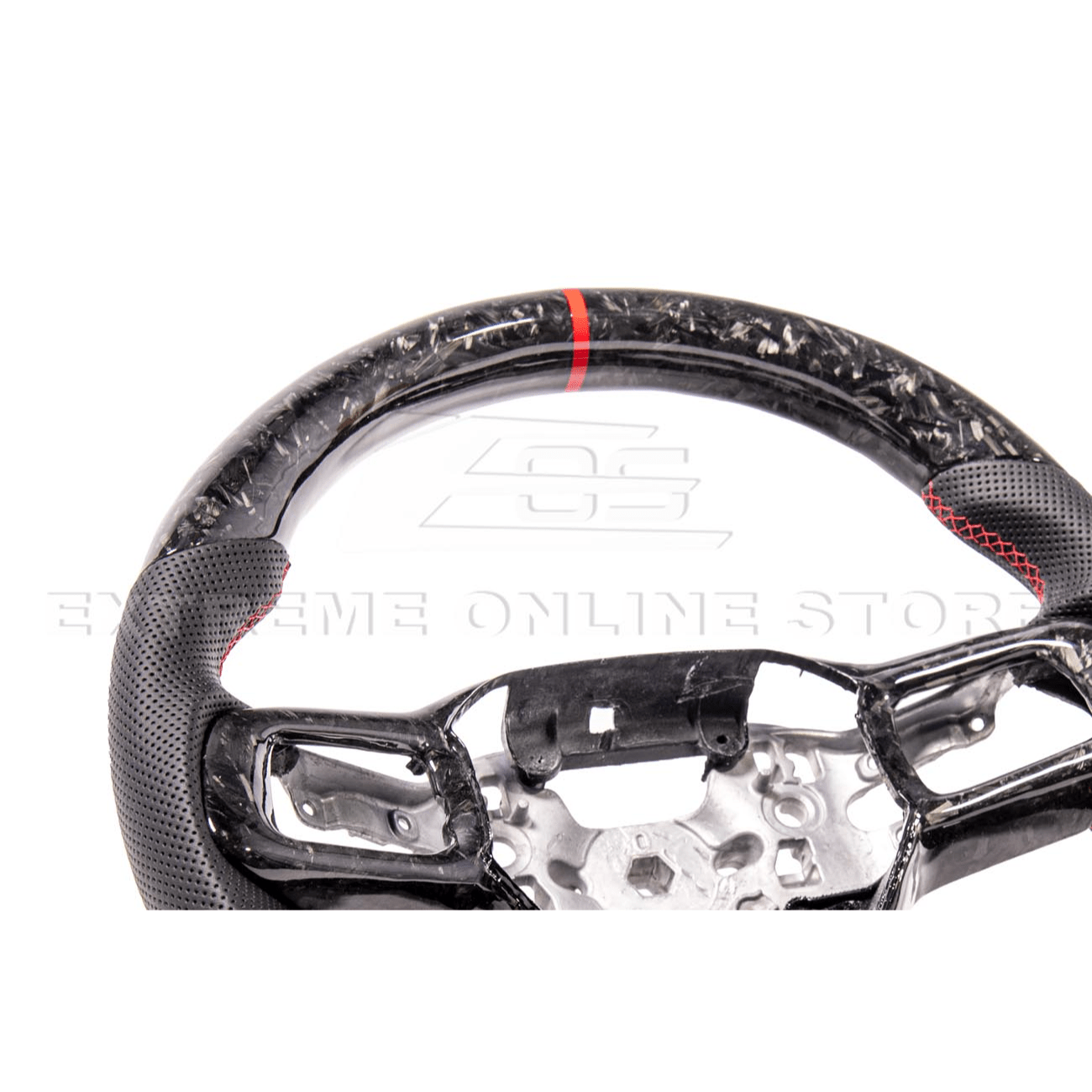 Ford Mustang S650 Forged Carbon Fiber Steering Wheel Red Stripe 2024-Up