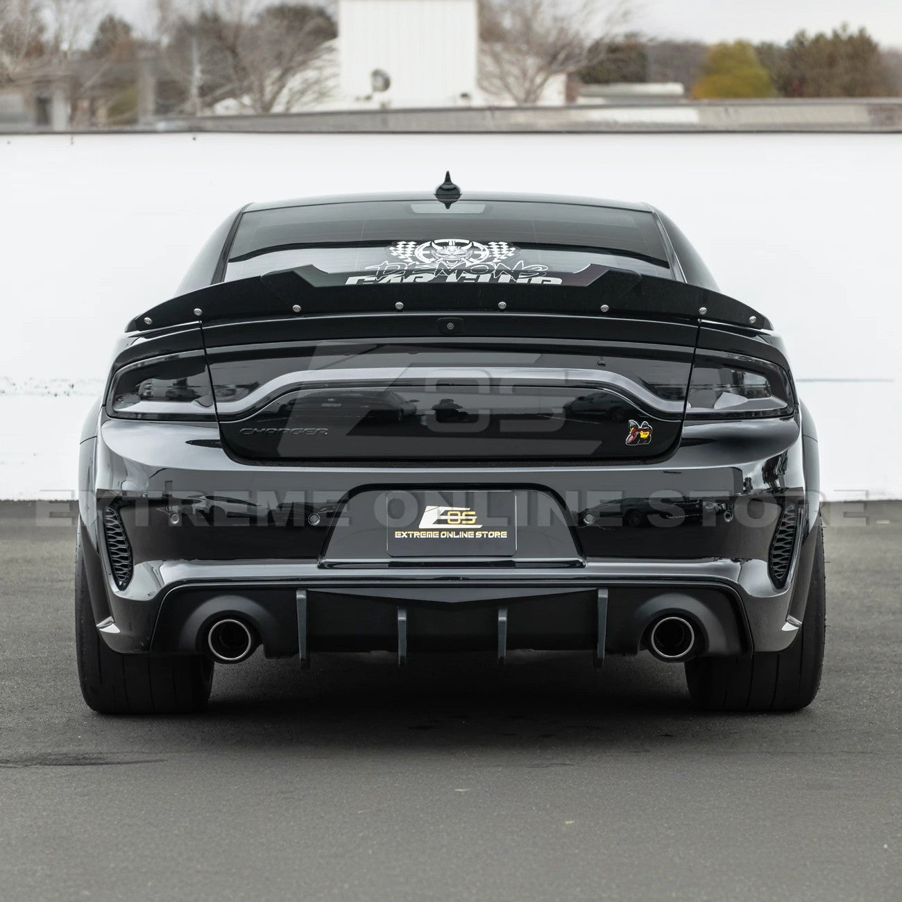 Dodge Charger Widebody SRT Performance Style Matte Gloss Black Rear Bumper Exhaust Diffuser 2020-Up