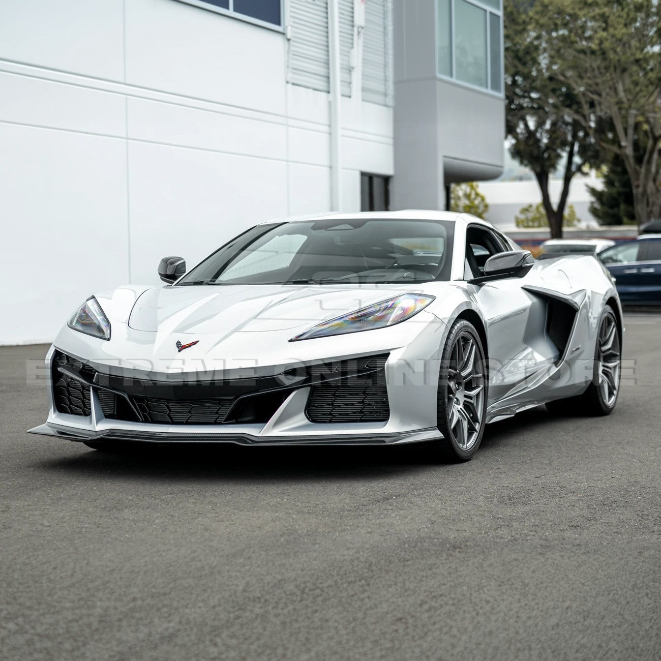 Chevrolet Corvette C8 Z06 E-Ray Z07 Style Dry Carbon Fiber Extended One Piece Front Lip Splitter 2023-Present