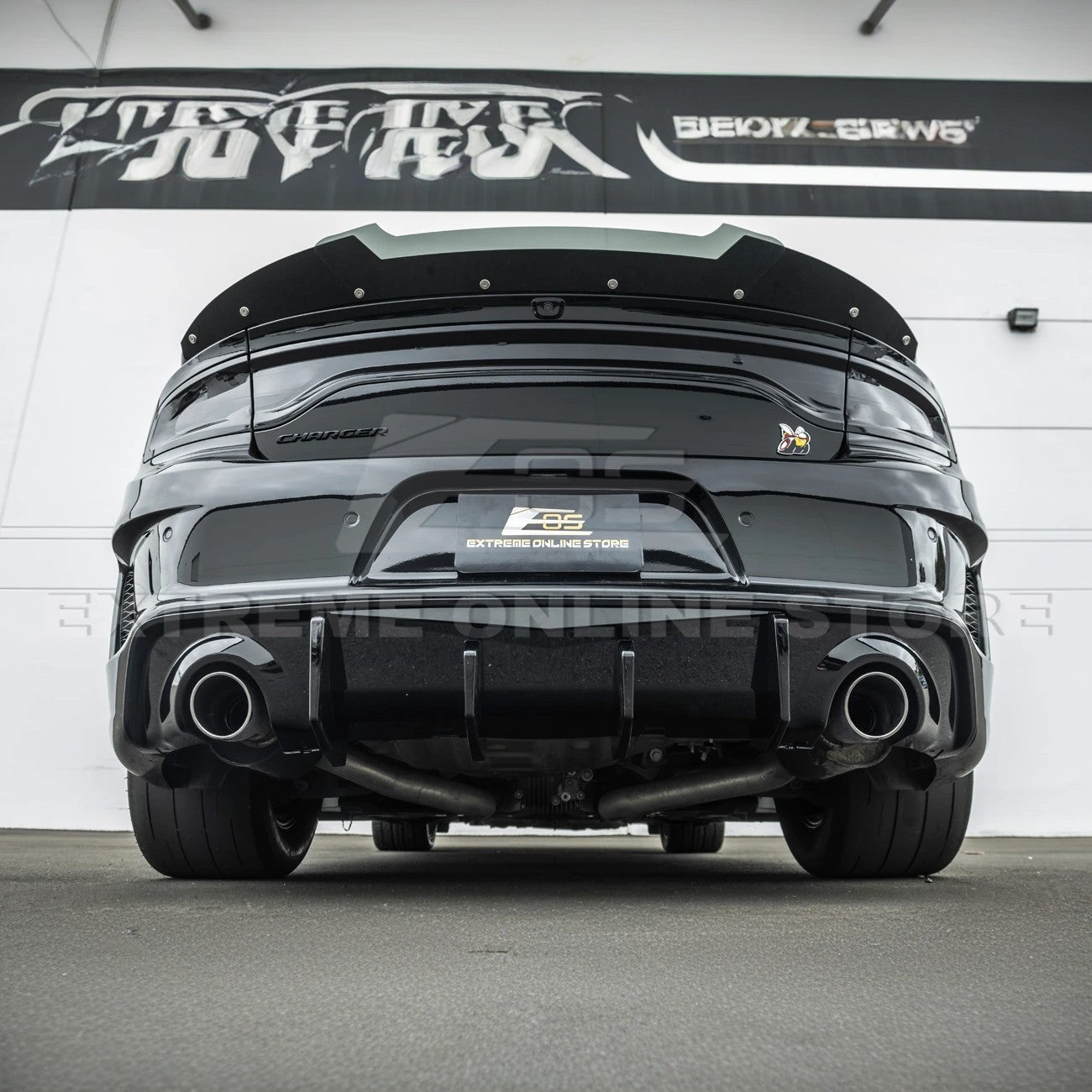 Dodge Charger Widebody SRT Performance Style Matte Gloss Black Rear Bumper Exhaust Diffuser 2020-Up
