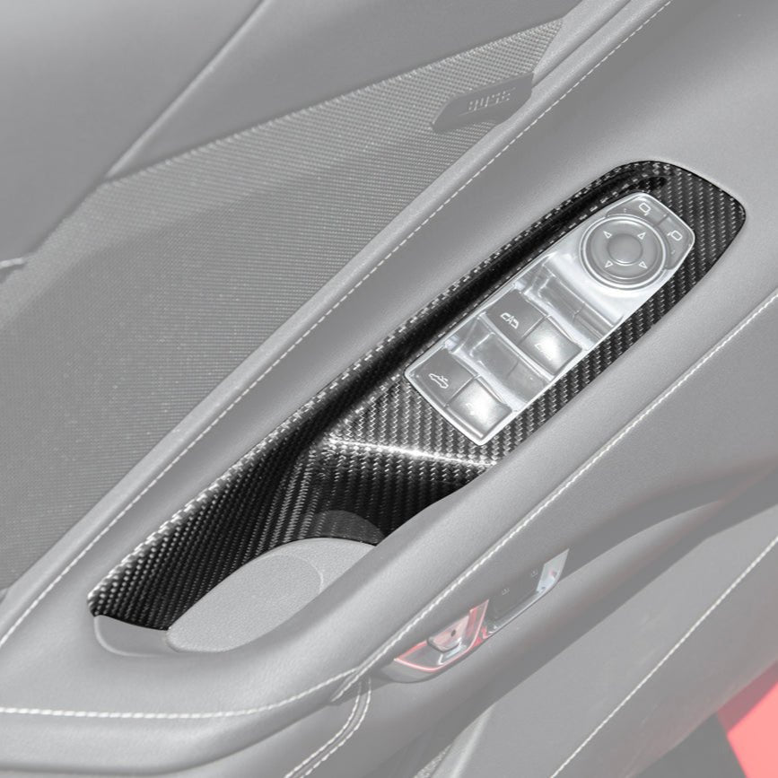 Chevrolet Corvette C8 Dry Carbon Fiber Door Window Control Panel Switch Cover Convertible 2020-Up