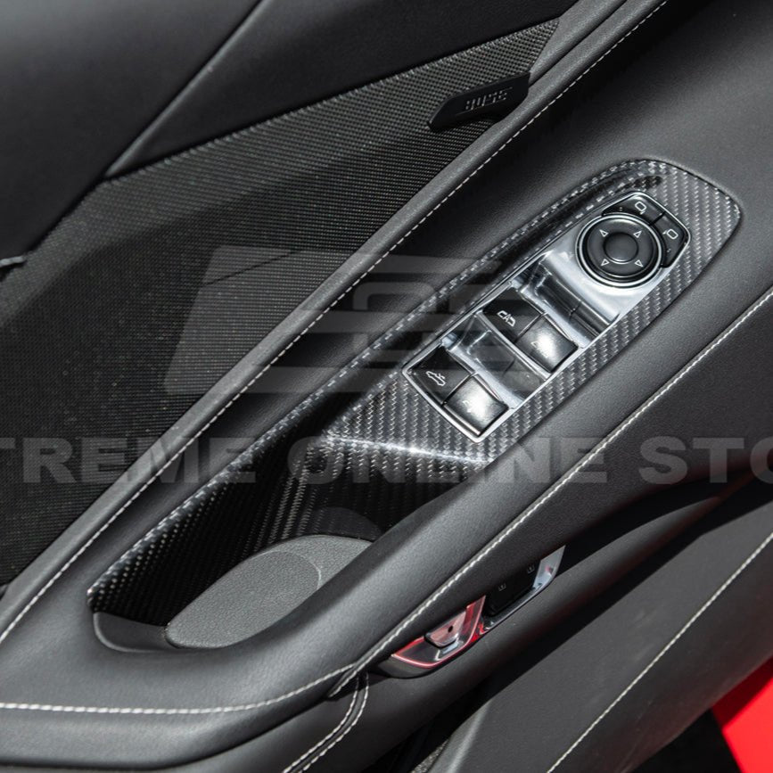Chevrolet Corvette C8 Dry Carbon Fiber Door Window Control Panel Switch Cover Convertible 2020-Up