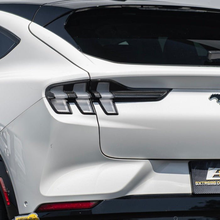 Ford Mustang Mach-E Factory Style Dry Carbon Fiber Rear Tail Light Bezel Covers 2021-Up