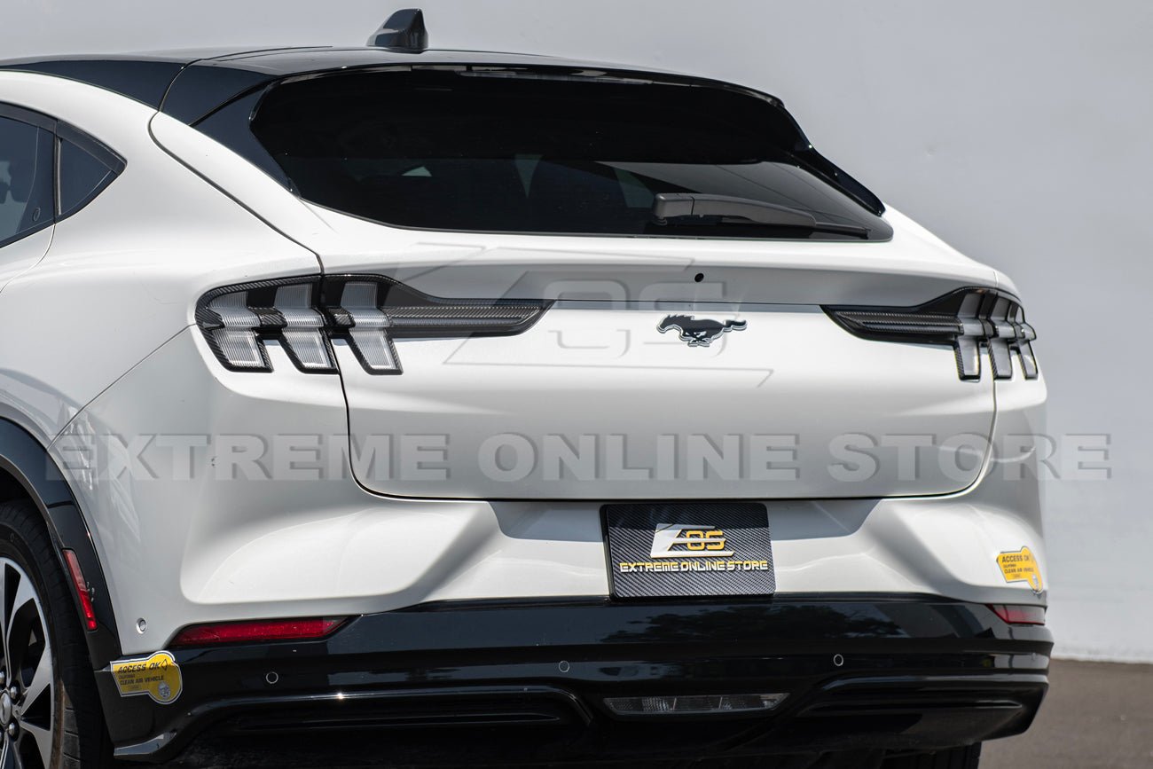 Ford Mustang Mach-E Factory Style Dry Carbon Fiber Rear Tail Light Bezel Covers 2021-Up