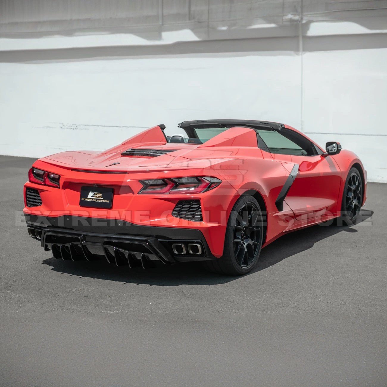 Chevrolet Corvette C8 EOS Performance Track Style Gloss Black Rear Bumper Add-On Diffuser Splitter Lip 2020-Up