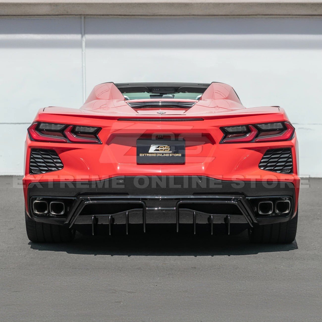 Chevrolet Corvette C8 EOS Performance Track Style Gloss Black Rear Bumper Add-On Diffuser Splitter Lip 2020-Up
