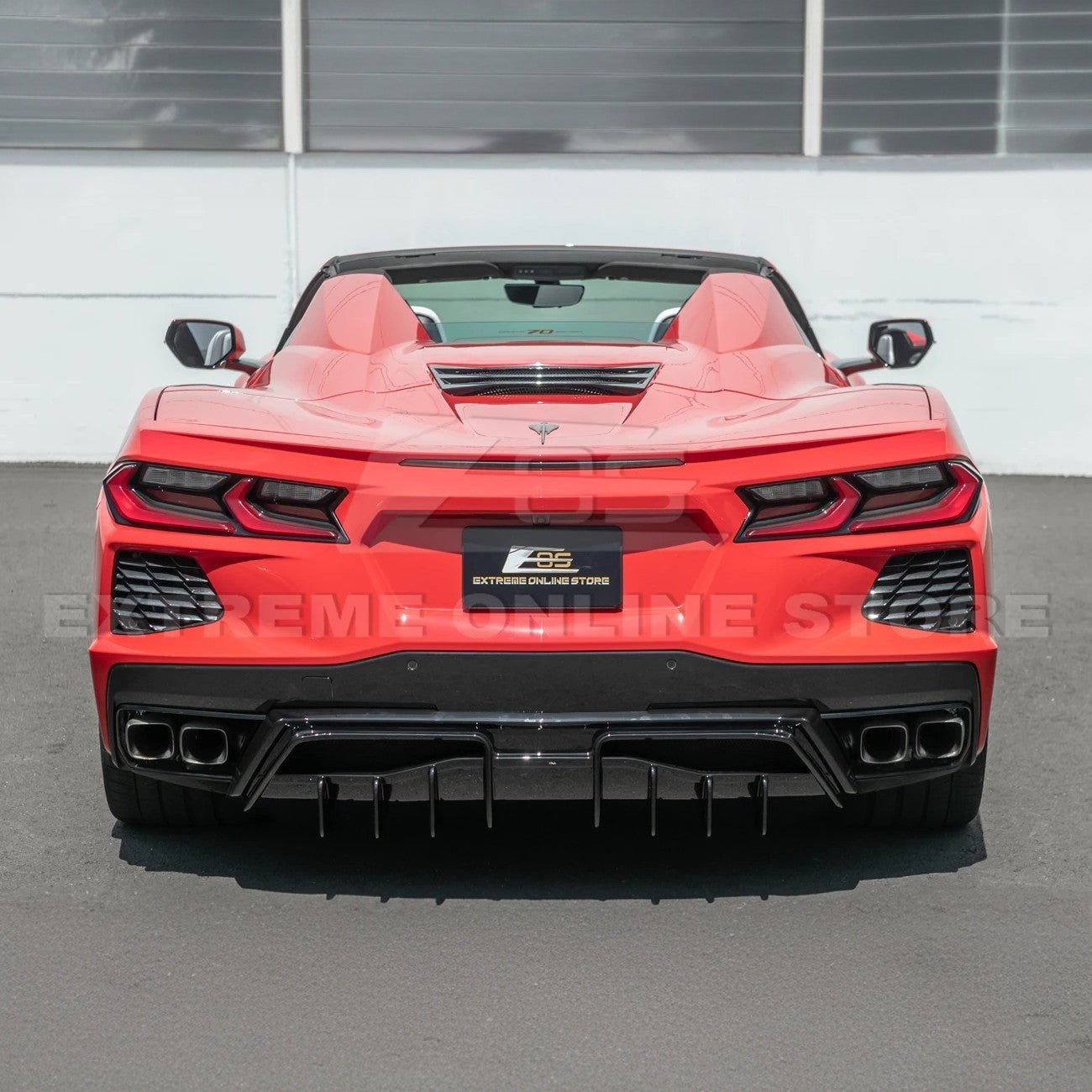 Chevrolet Corvette C8 EOS Performance Track Style Gloss Black Rear Bumper Add-On Diffuser Splitter Lip 2020-Up