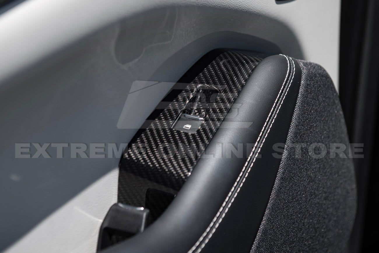Ford Mustang Mach-E Dry Carbon Fiber Interior Door Glass Lifting Panel Cover Kit 2021-Up