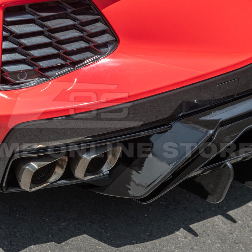 Chevrolet Corvette C8 EOS Performance Track Style Gloss Black Rear Bumper Add-On Diffuser Splitter Lip 2020-Up