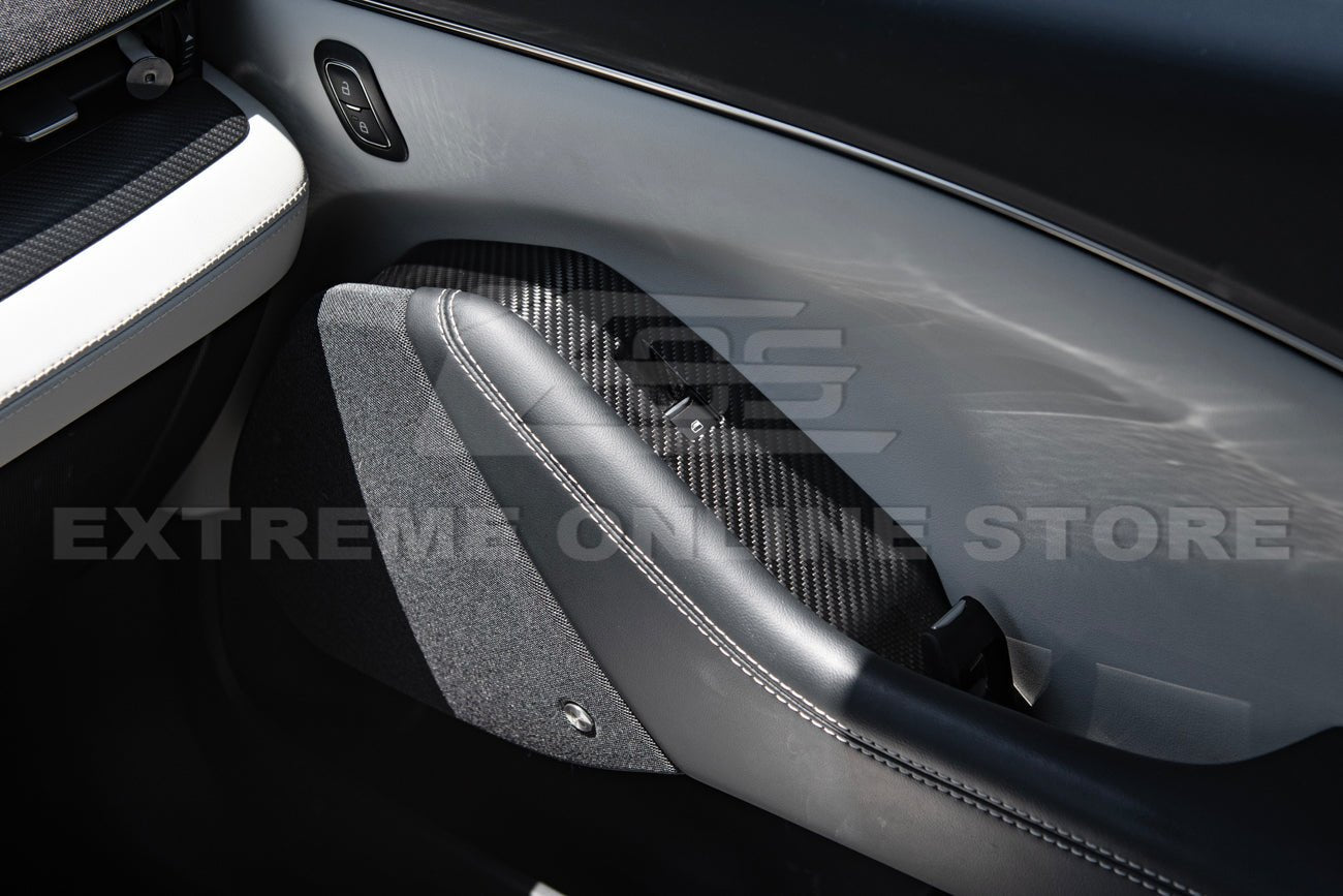 Ford Mustang Mach-E Dry Carbon Fiber Interior Door Glass Lifting Panel Cover Kit 2021-Up