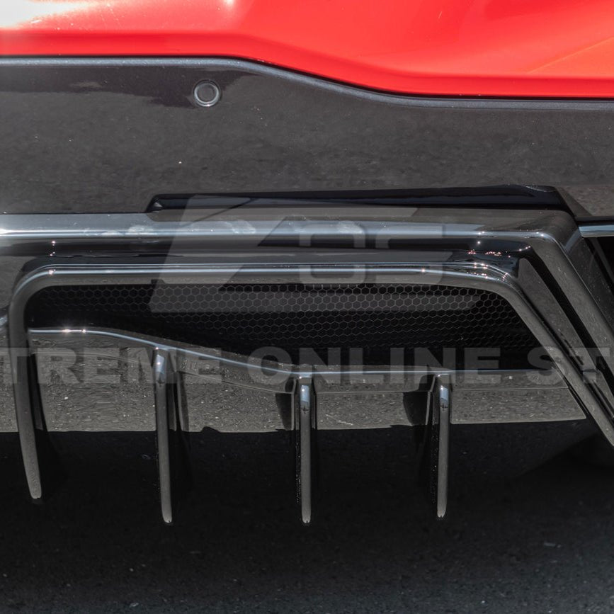 Chevrolet Corvette C8 EOS Performance Track Style Gloss Black Rear Bumper Add-On Diffuser Splitter Lip 2020-Up