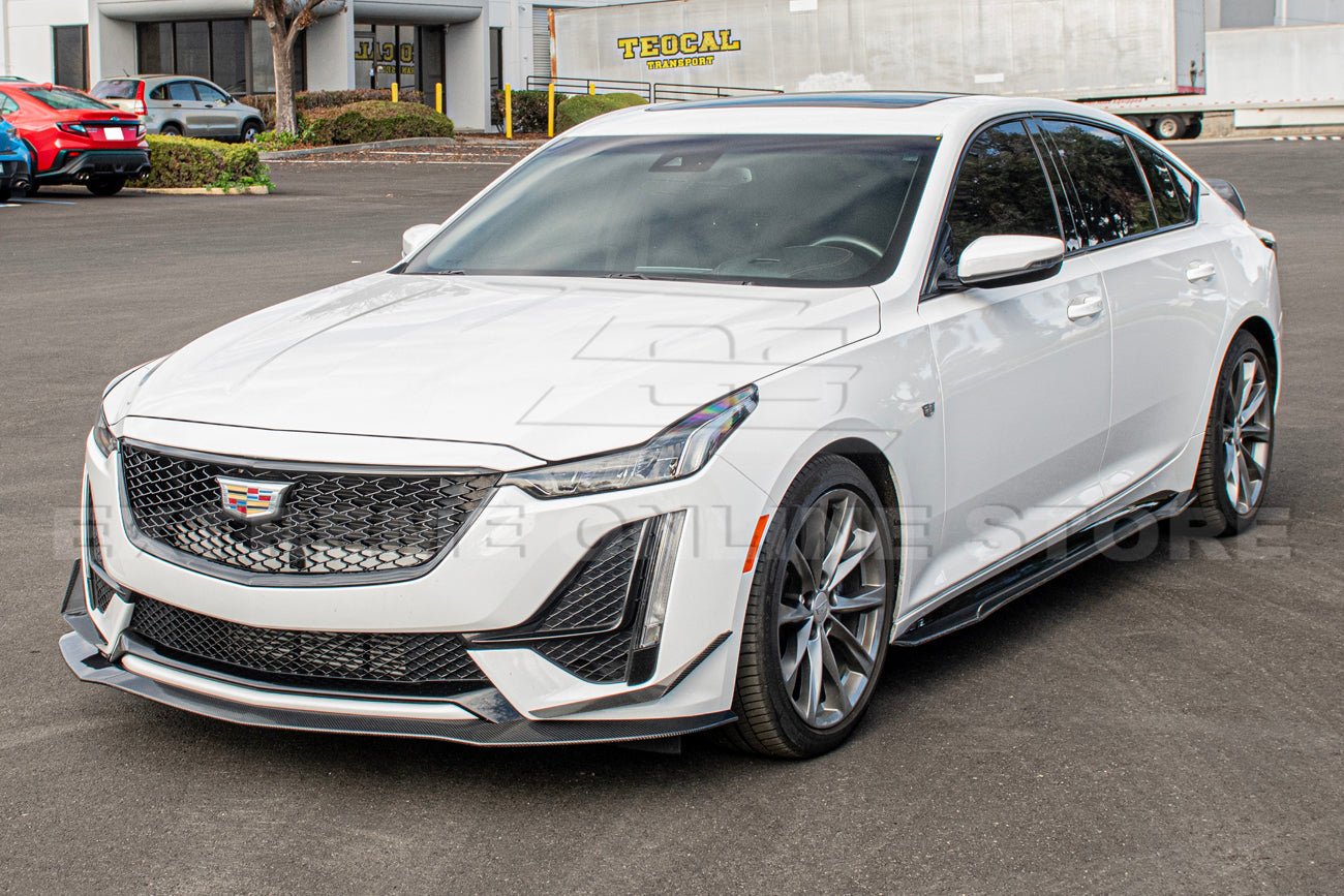 Cadillac CT5 CT5-V Blackwing Style Carbon Fiber Full Aero Kit Front Lip Side Skirts Spoiler 2020-2024