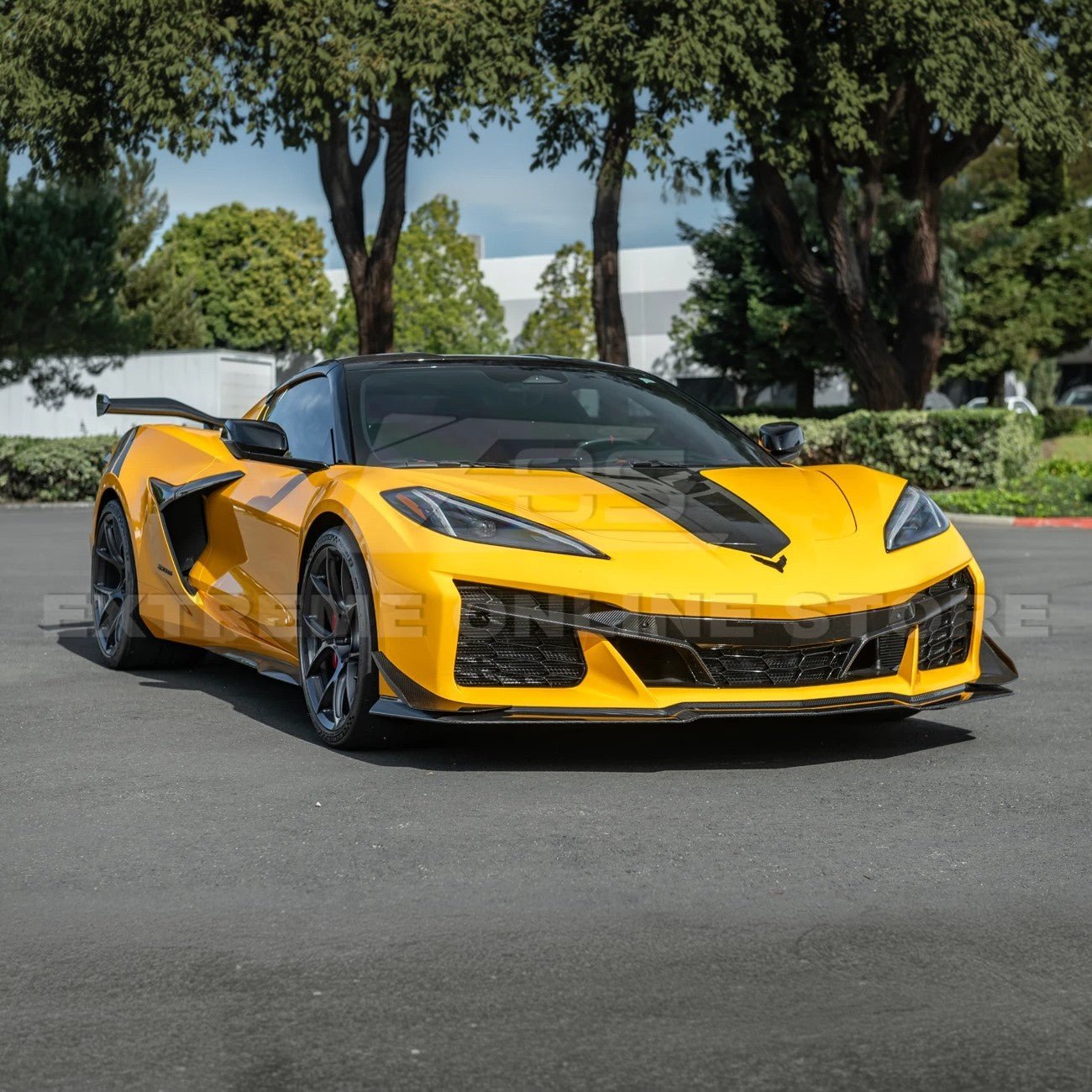 Chevrolet Corvette C8 Z06 E-Ray Z07 Extended Package Dry Carbon Fiber Front Splitter Canards Kit 2023-Up