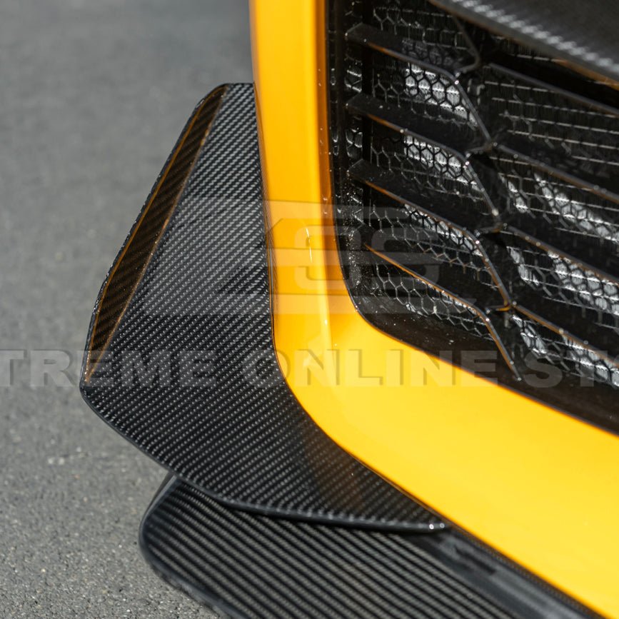 Chevrolet Corvette C8 Z06 E-Ray Z07 Extended Package Dry Carbon Fiber Front Splitter Canards Kit 2023-Up