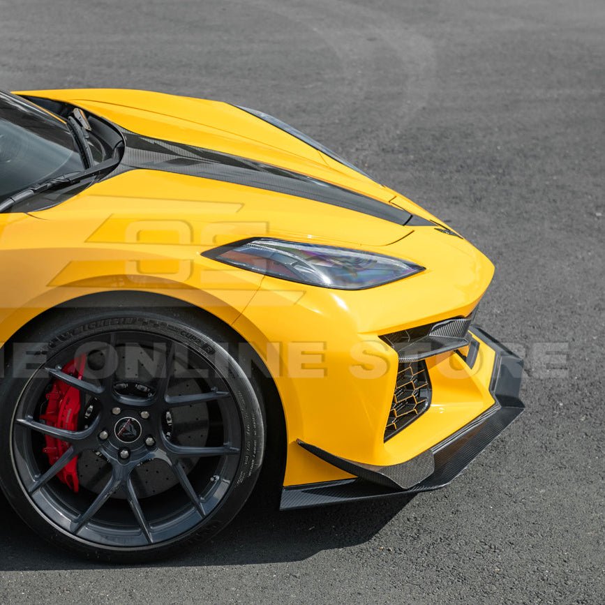 Chevrolet Corvette C8 Z06 E-Ray Z07 Extended Package Dry Carbon Fiber Front Splitter Canards Kit 2023-Up