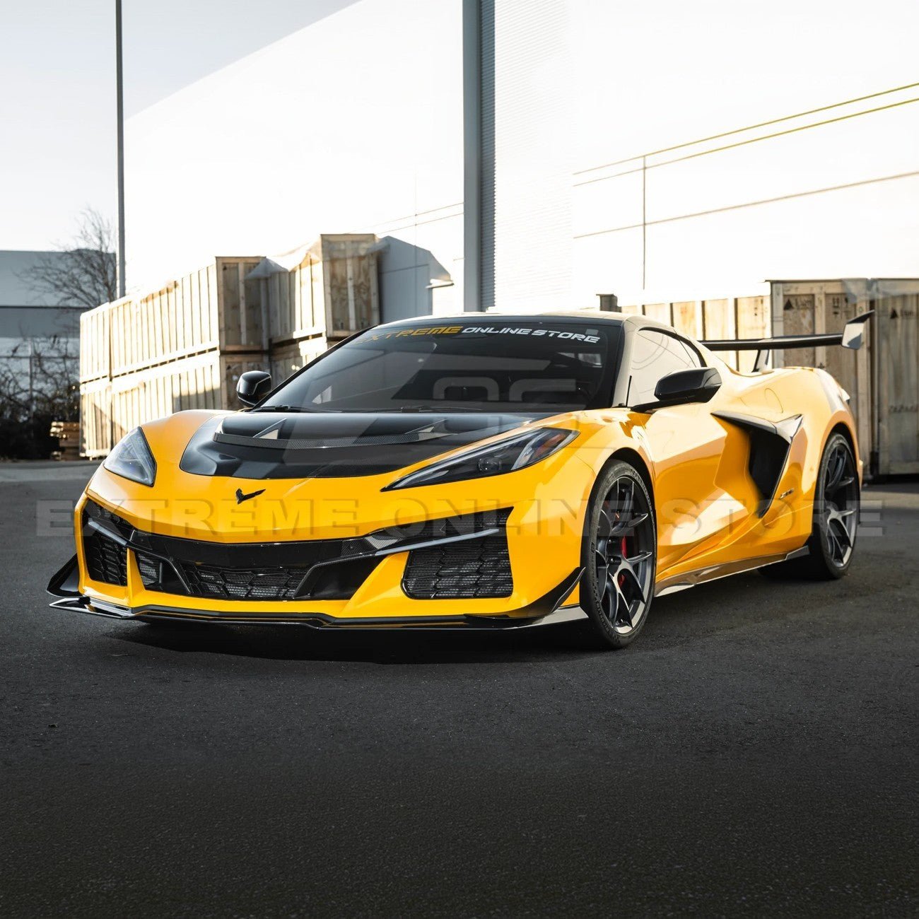 Chevrolet Corvette C8 Z06 E-Ray Z07 Extended Package Dry Carbon Fiber Front Splitter Canards Kit 2023-Up