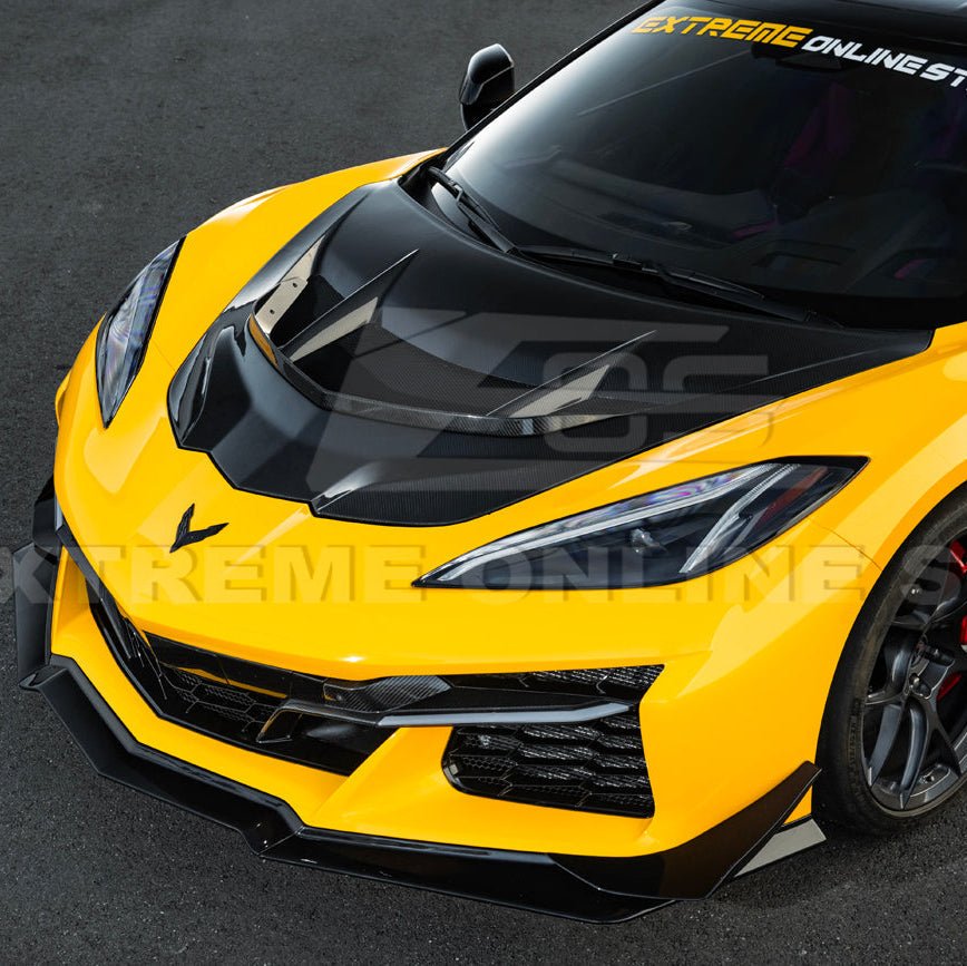 Chevrolet Corvette C8 Z06 E-Ray Z07 Extended Package Dry Carbon Fiber Front Splitter Canards Kit 2023-Up