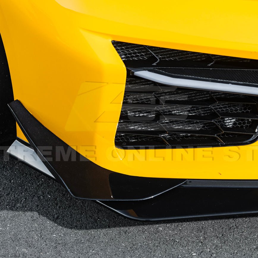 Chevrolet Corvette C8 Z06 E-Ray Z07 Extended Package Dry Carbon Fiber Front Splitter Canards Kit 2023-Up