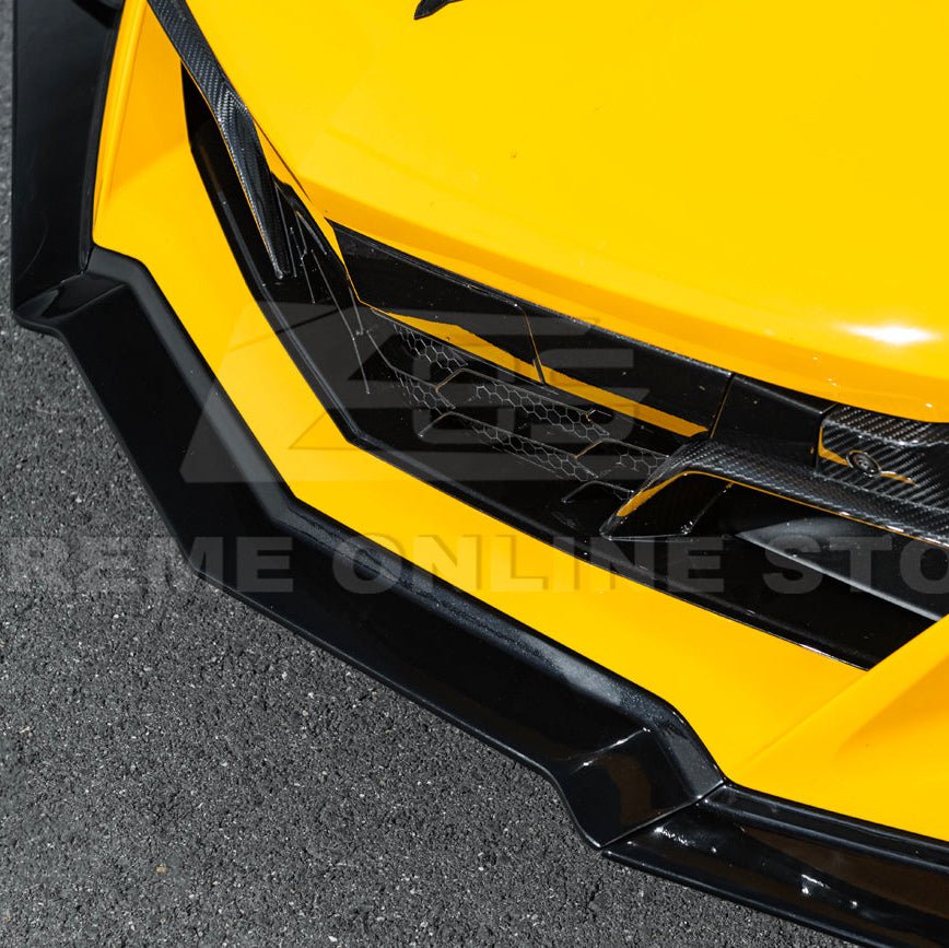 Chevrolet Corvette C8 Z06 E-Ray Z07 Extended Package Dry Carbon Fiber Front Splitter Canards Kit 2023-Up