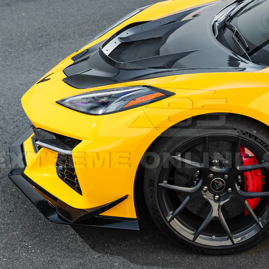 Chevrolet Corvette C8 Z06 E-Ray Z07 Extended Package Dry Carbon Fiber Front Splitter Canards Kit 2023-Up