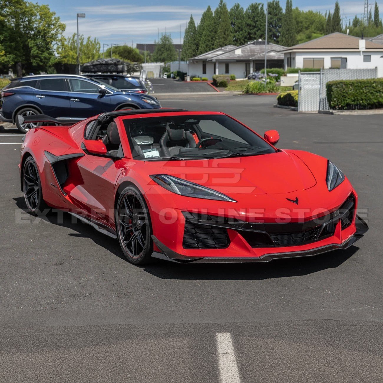 Chevrolet Corvette C8 Z06 Z07 Style Carbon Fiber Front Splitter and Canards Kit 2023-Up