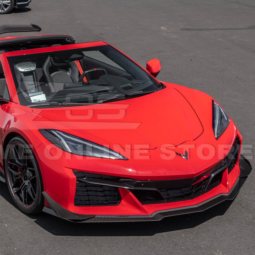 Chevrolet Corvette C8 Z06 Z07 Style Carbon Fiber Front Splitter and Canards Kit 2023-Up