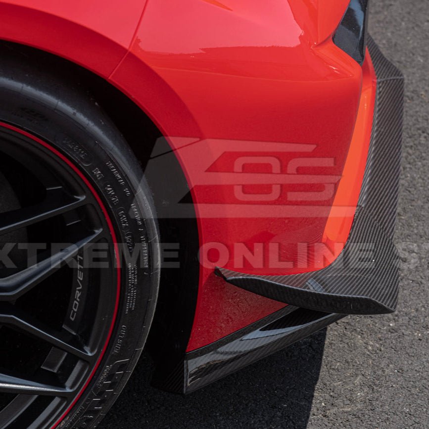 Chevrolet Corvette C8 Z06 Z07 Style Carbon Fiber Front Splitter and Canards Kit 2023-Up