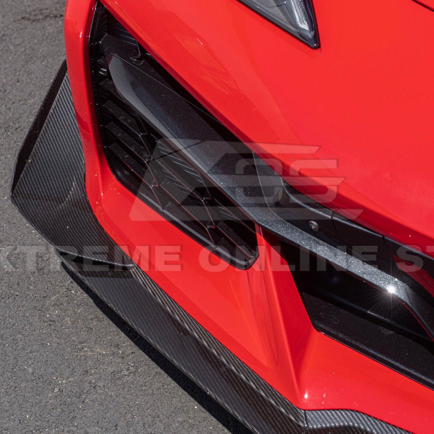 Chevrolet Corvette C8 Z06 Z07 Style Carbon Fiber Front Splitter and Canards Kit 2023-Up