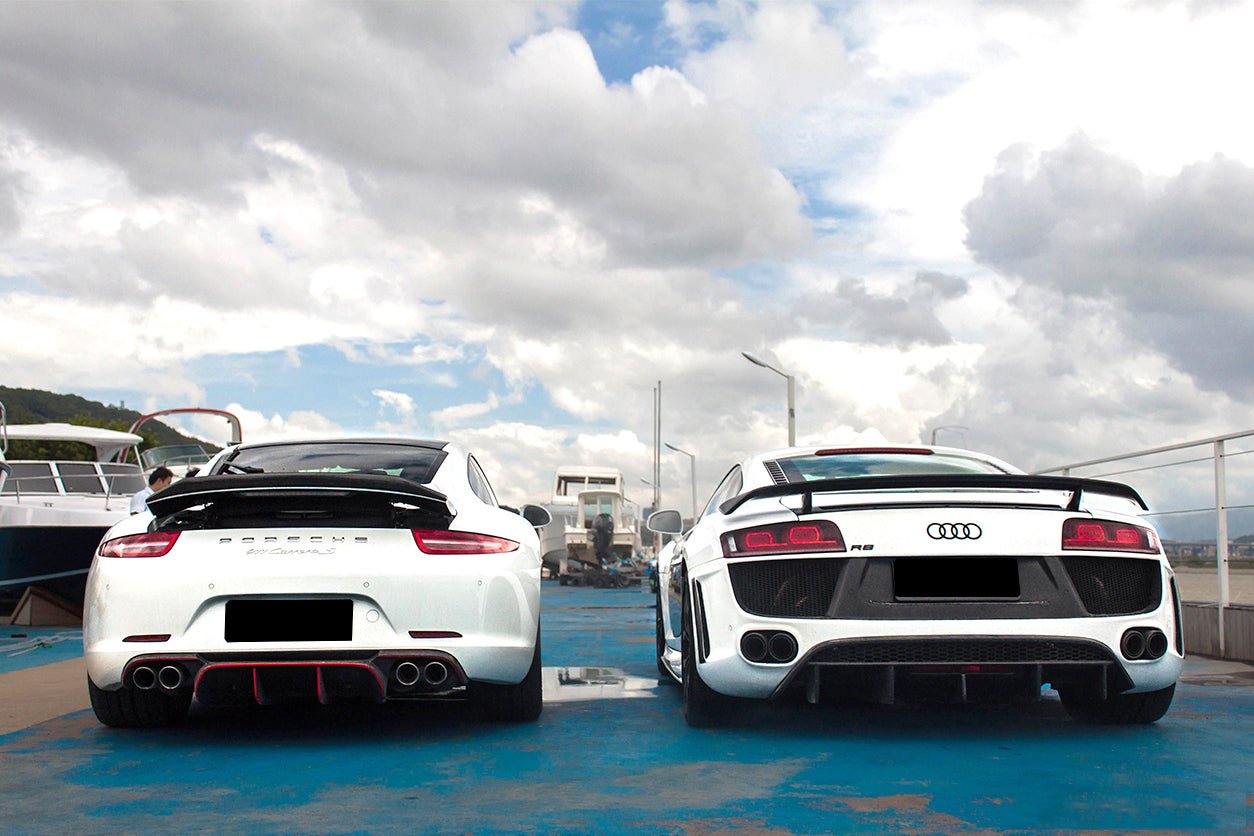 2006-2015 Audi R8 Coupe and Spyder DPGT Style Rear Bumper With Exhaust Tips - DarwinPRO Aerodynamics