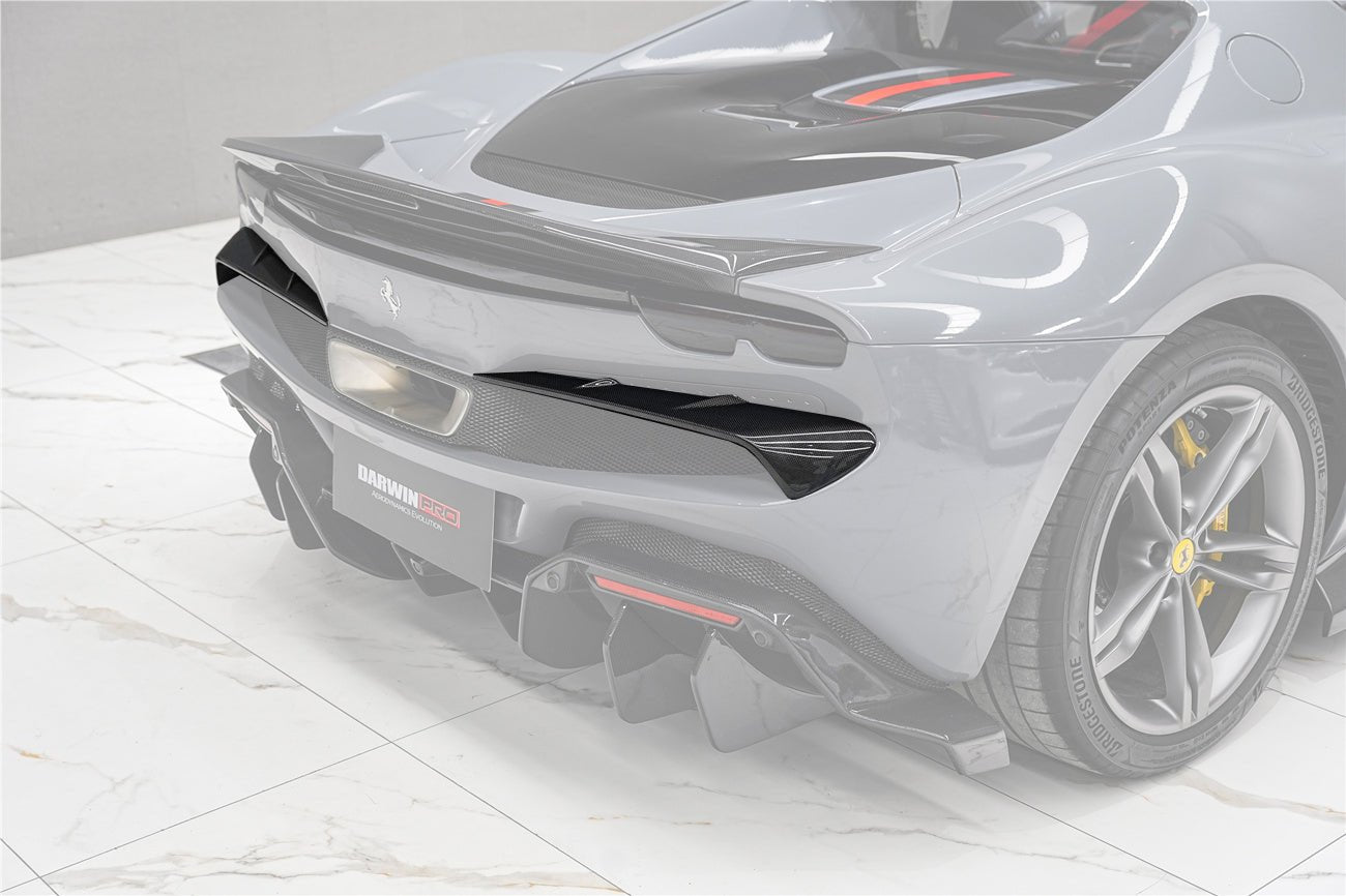 DarwinPRO 2022-2025 Ferrari 296 GTB & GTS Type F171 iMP Style Carbon Fiber Rear Bumper Trim - DarwinPRO Aerodynamics