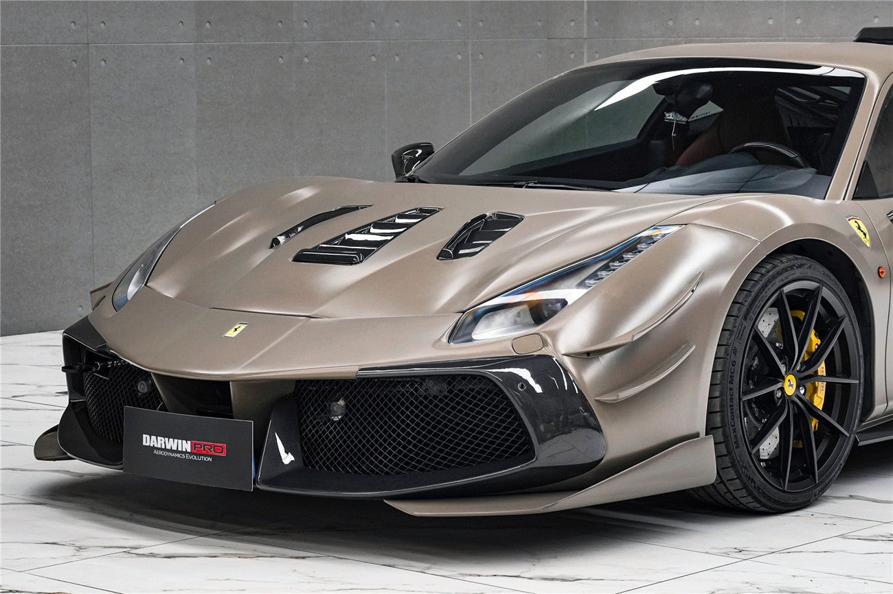 Ferrari 488 GTB / Spider Challenge Evo Modena Style Partial Carbon Fiber Front Bumper 2015-2020