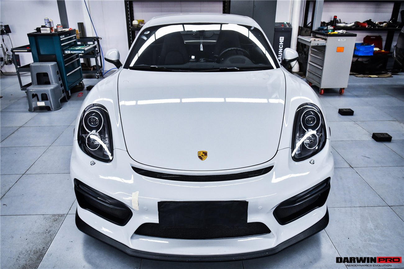 Porsche 981 Boxster Cayman GT4 Style Partial Carbon Fiber Front Bumper 2012-2016