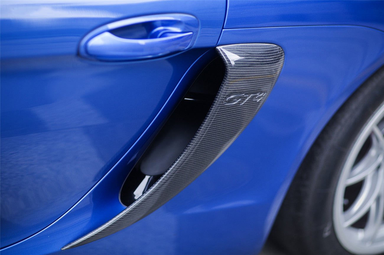 Porsche 981 Boxster Cayman GT4 Style Carbon Fiber Quarter Panel Side Scoops 2012-2016