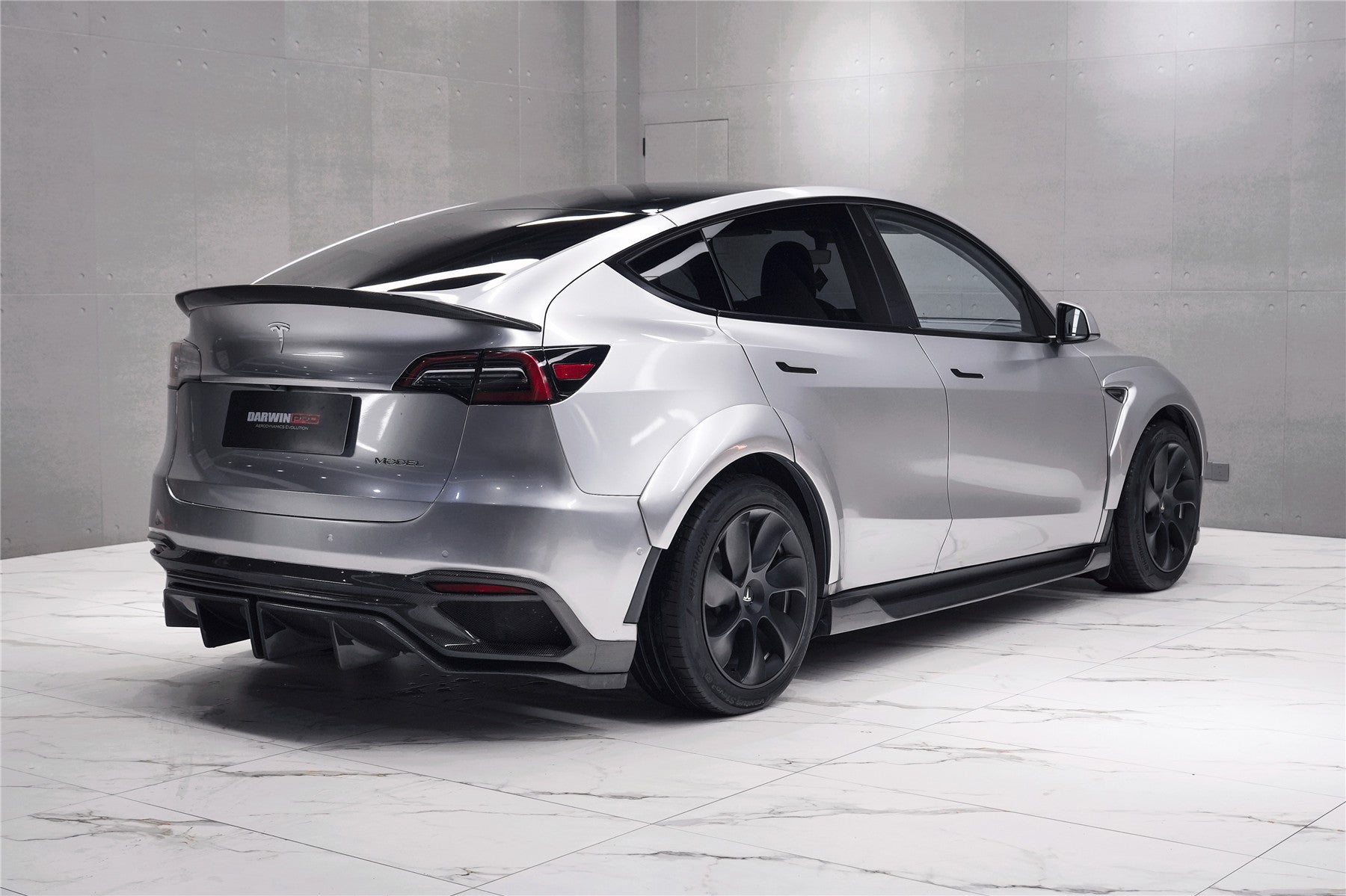 Tesla Model Y IMPII Performance Partial Carbon Fiber Rear Bumper with LED Light 2020-2024