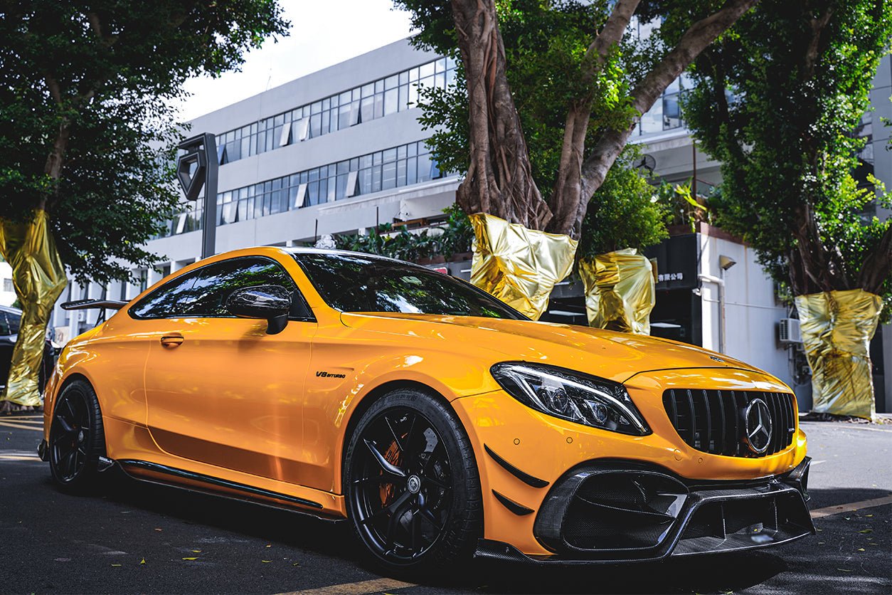 Mercedes-Benz C63 AMG Coupe W205/C205 IMP Performance Partial Carbon Fiber Front Bumper with Canards 2015-2021