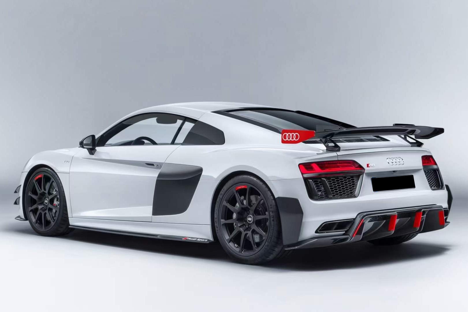 Audi R8 Type 4S Coupe Performance Parts Style Dry Carbon Fiber Trunk Wing with Base and Aluminum Legs 2016-2025