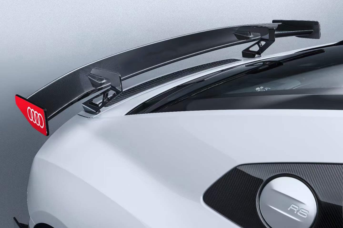 Audi R8 Type 4S Coupe Performance Parts Style Dry Carbon Fiber Trunk Wing with Base and Aluminum Legs 2016-2025