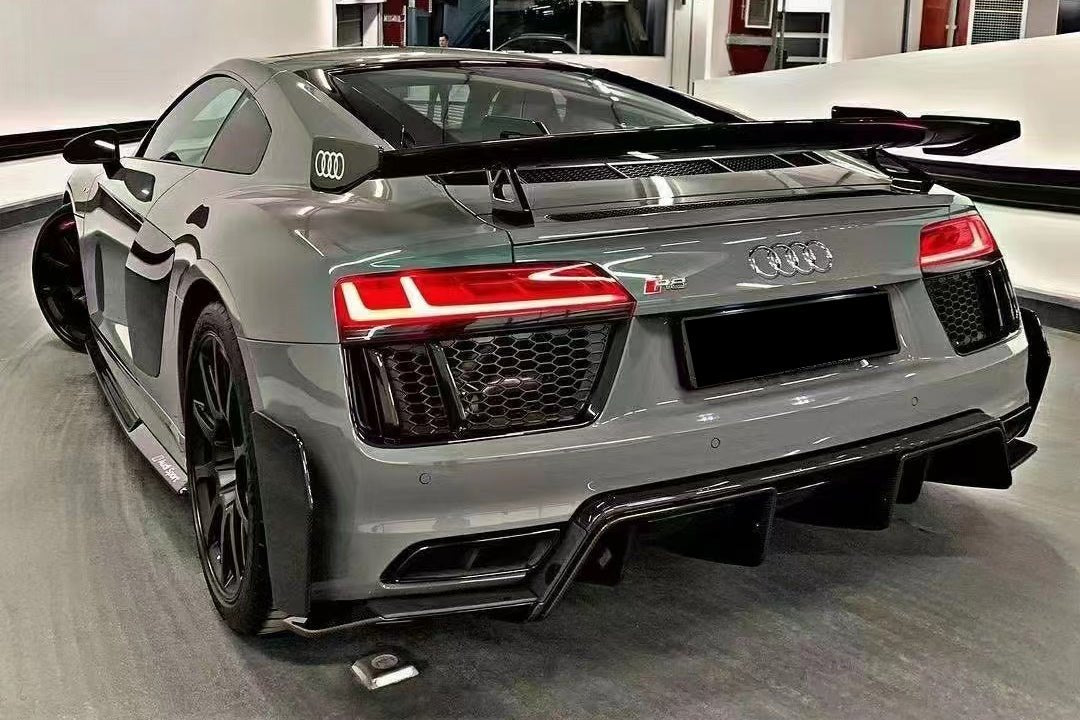 Audi R8 Type 4S Coupe Performance Parts Style Dry Carbon Fiber Trunk Wing with Base and Aluminum Legs 2016-2025