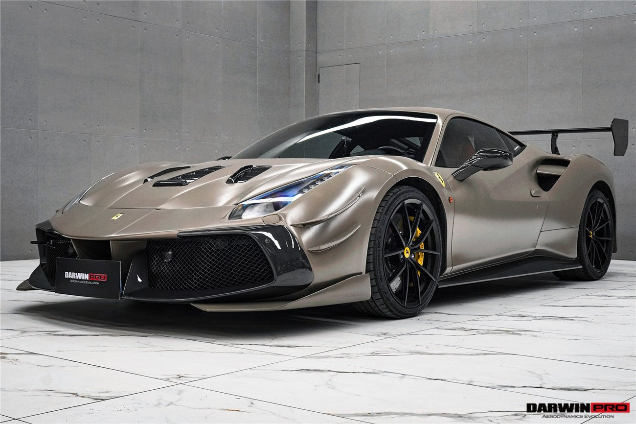 Ferrari 488 GTB / Spider Challenge Evo Modena Style Partial Carbon Fiber Front Bumper 2015-2020