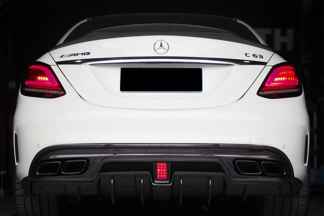 2015-2021 Mercedes Benz W205 C63 S AMG Sedan IMP Performance Carbon Fiber Rear Diffuser with Caps - DarwinPRO Aerodynamics