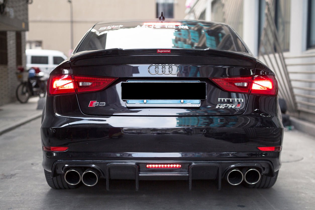 2013-2016 Audi S3 & A3 Sline Sedan BKSS Style Rear Diffuser with LED Light - DarwinPRO Aerodynamics