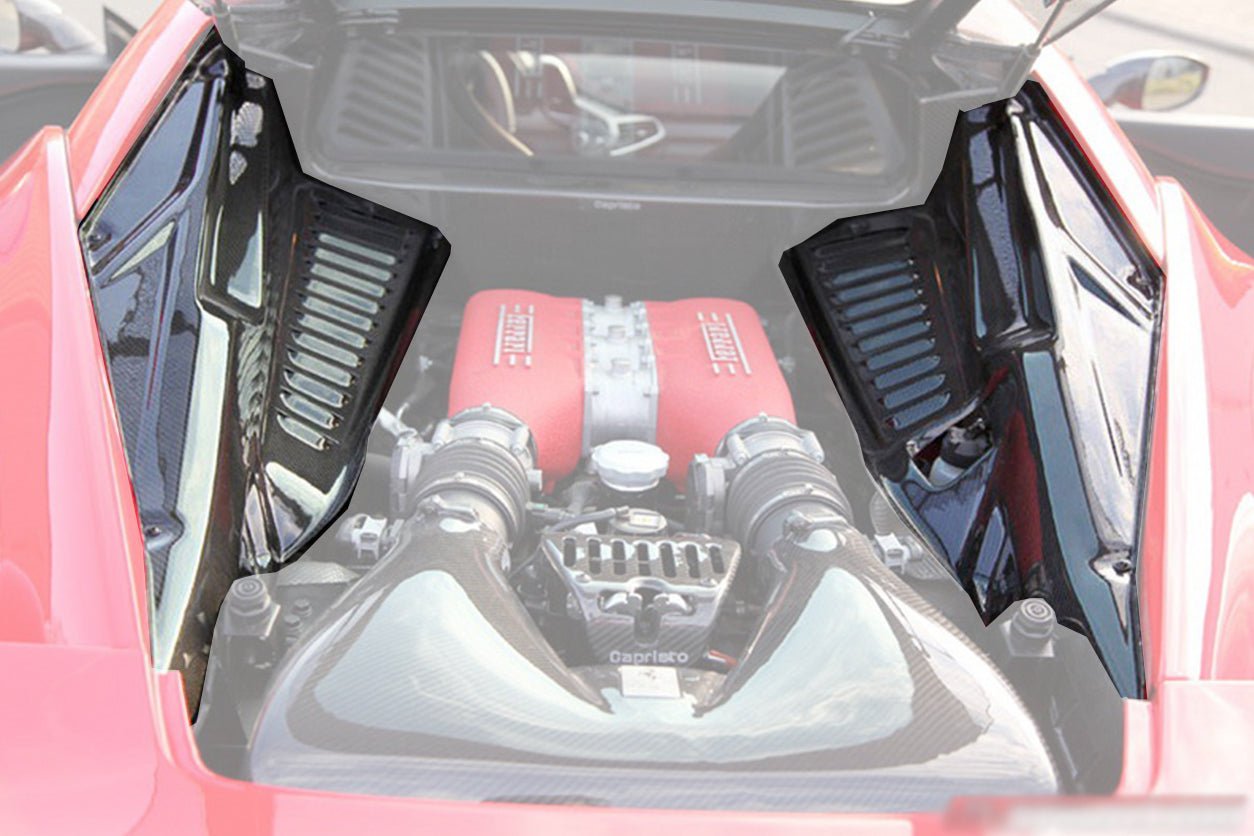 2010-2015 Ferrari 458 Coupe Speciale Dry Carbon Fiber Engine Bay Panels - DarwinPRO Aerodynamics