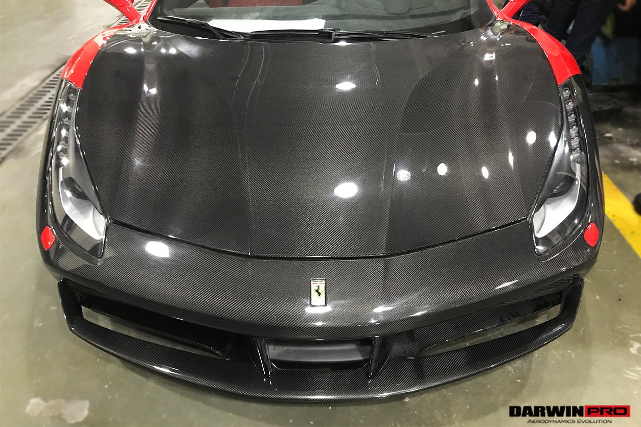 2015-2020 Ferrari 488 GTB & Spider Carbon Fiber Hood - DarwinPRO Aerodynamics