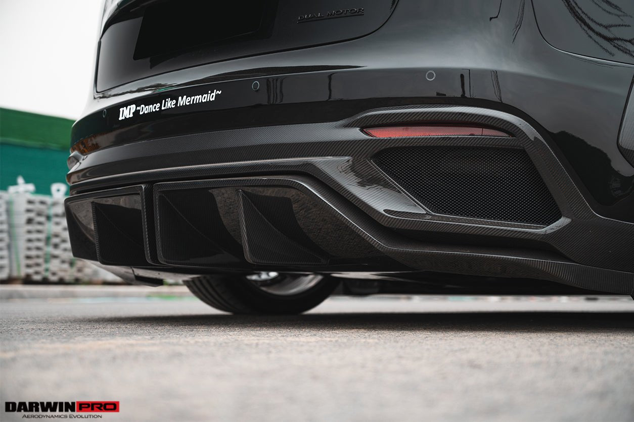 Tesla Model 3 IMP Performance Partial Carbon Fiber Rear Bumper with LED Light 2017-2020
