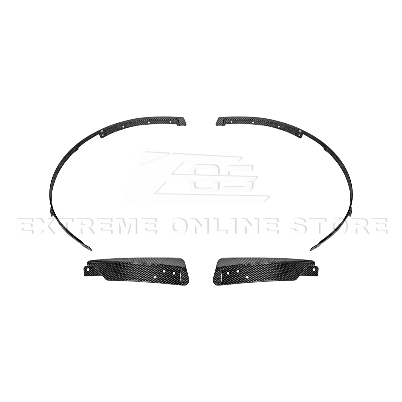 Ford Mustang S650 Dry Carbon Fiber XL Extended Fender Flares Mud Flap Kit 2024-Up