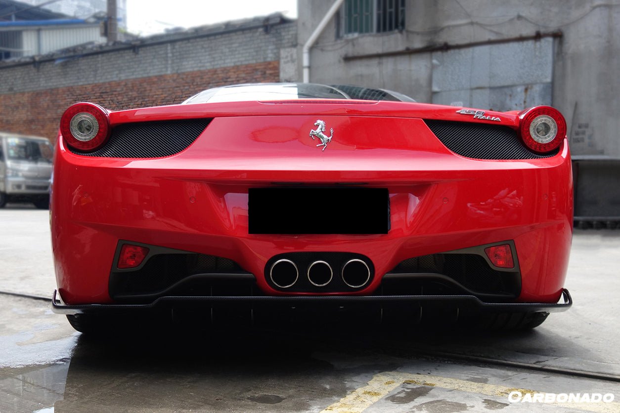 2010 - 2015 Ferrari 458 Coupe & Spyder AV Style Carbon Fiber Rear Diffuser Lip