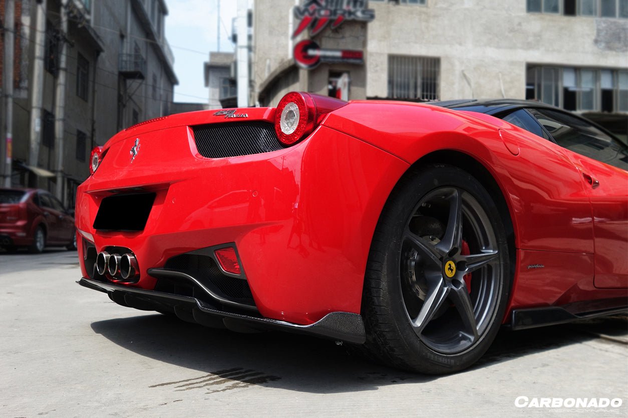 2010 - 2015 Ferrari 458 Coupe & Spyder AV Style Carbon Fiber Rear Diffuser Lip