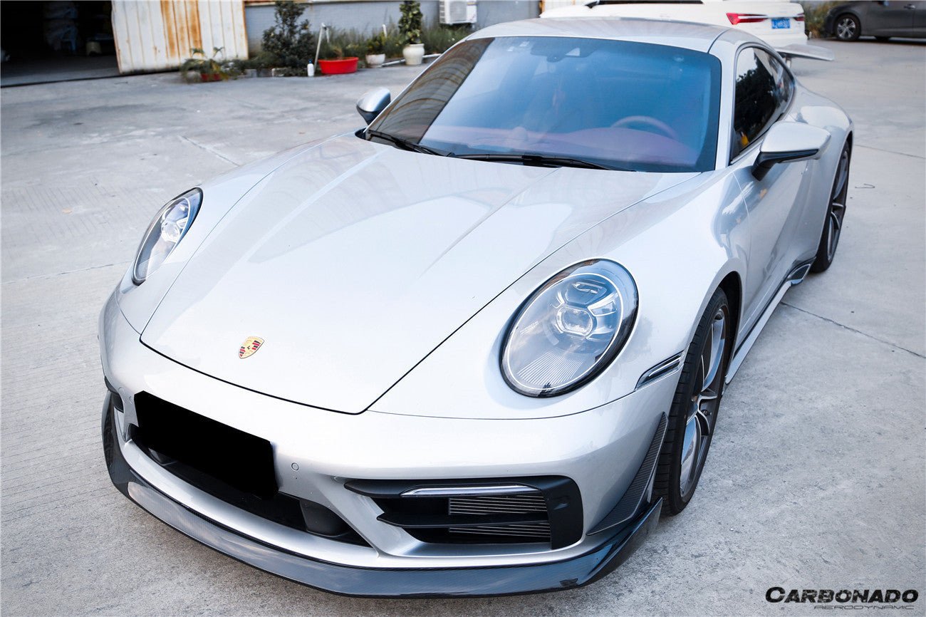 2019 - 2023 Porsche 911 992 Carrera & Targa Sport Design WP Style Dry Carbon Fiber Bumper Canards