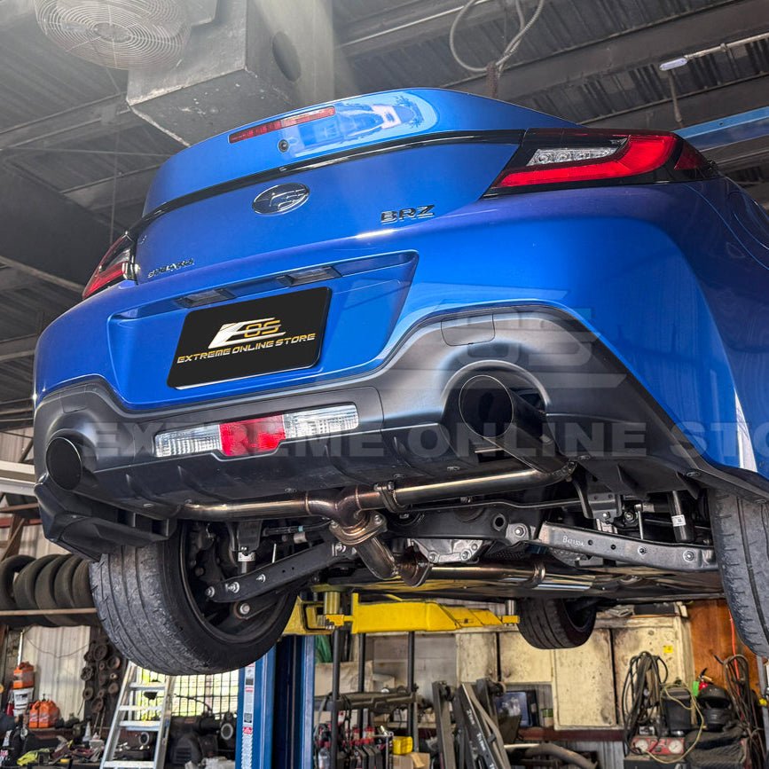 Toyota GR86 Subaru BRZ BOSO Style Anodized Silver Dual Chrome Tip Cat Back Exhaust System 2022-Present